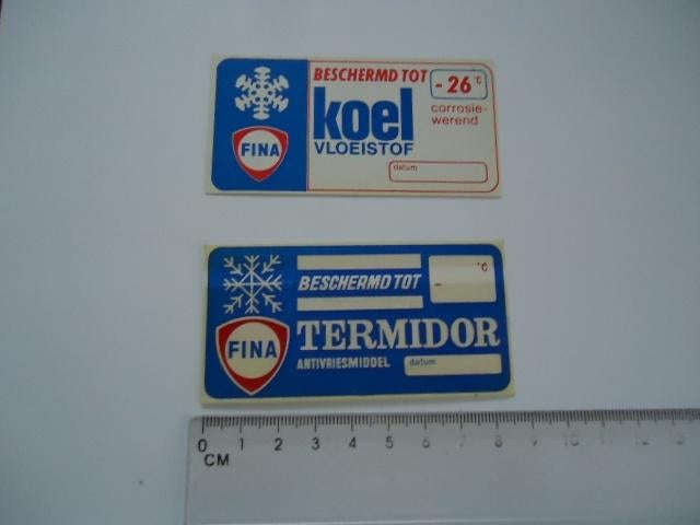 sticker oud FINA oil auto  dealer onderhoud oldtimer bmw, Verzenden, Zo goed als nieuw, Bedrijf of Vereniging