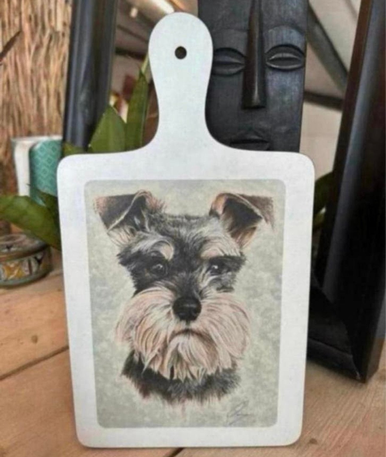 Nieuw: houten broodplank met schnauzer, Ophalen of Verzenden, Zo goed als nieuw