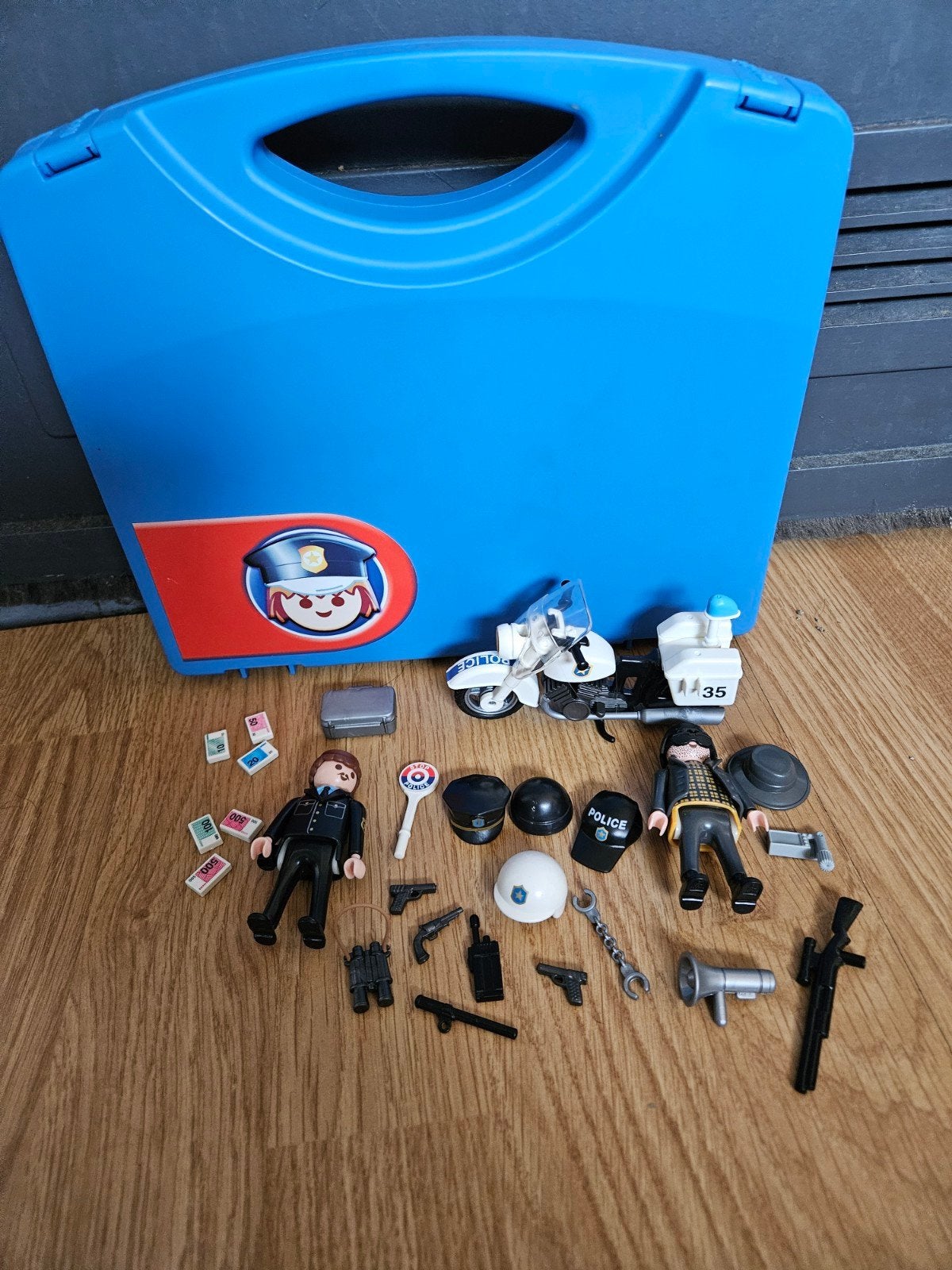 playmobil politie meeneem koffer politieagent op motor boef, Gebruikt, Complete set, Overige typen, Ophalen of Verzenden