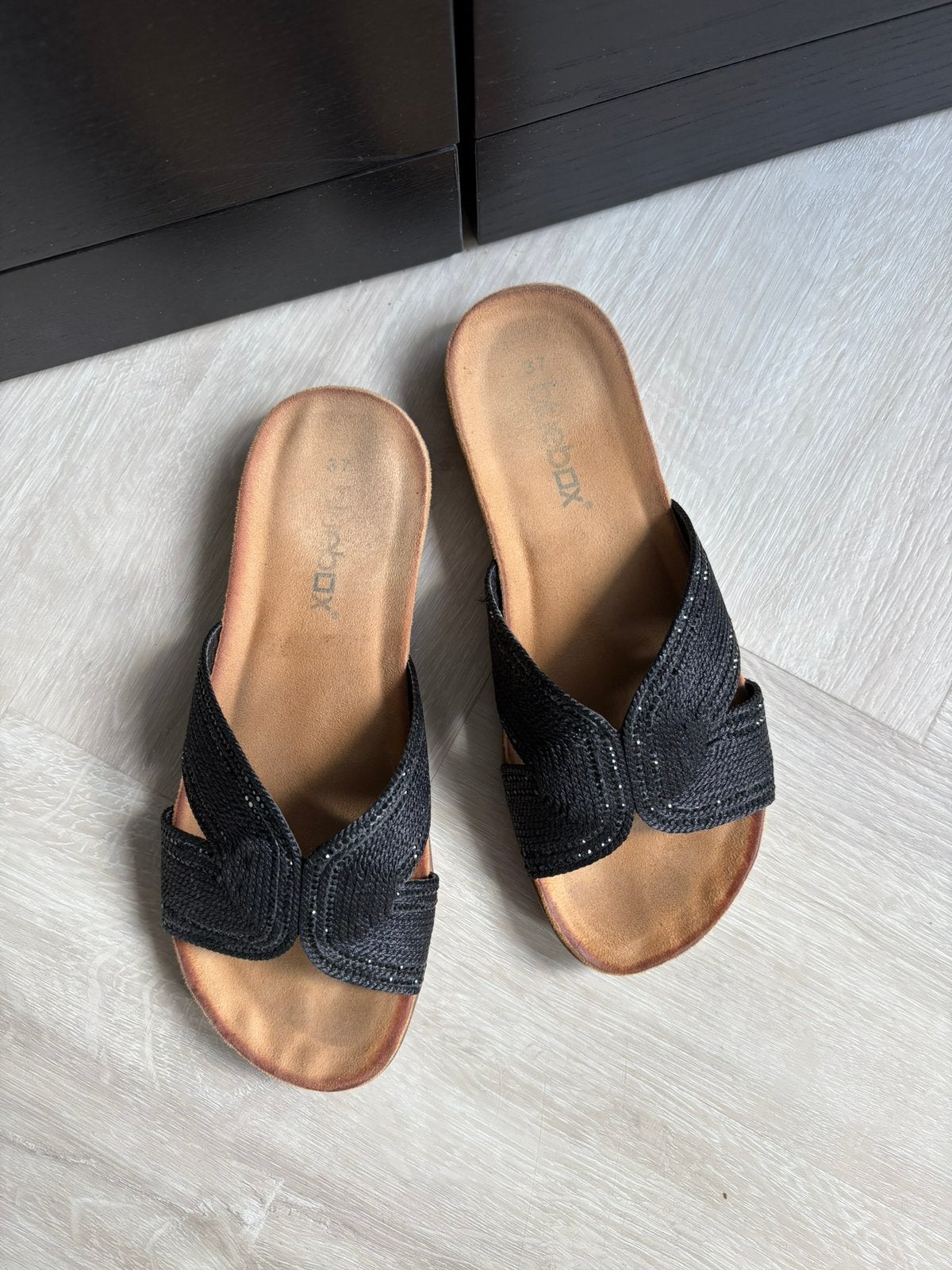 Scapino Bluebox slippers sandalen zwart glitter maat 37, Kleding | Dames, Ophalen of Verzenden, Zwart, Sandalen of Muiltjes