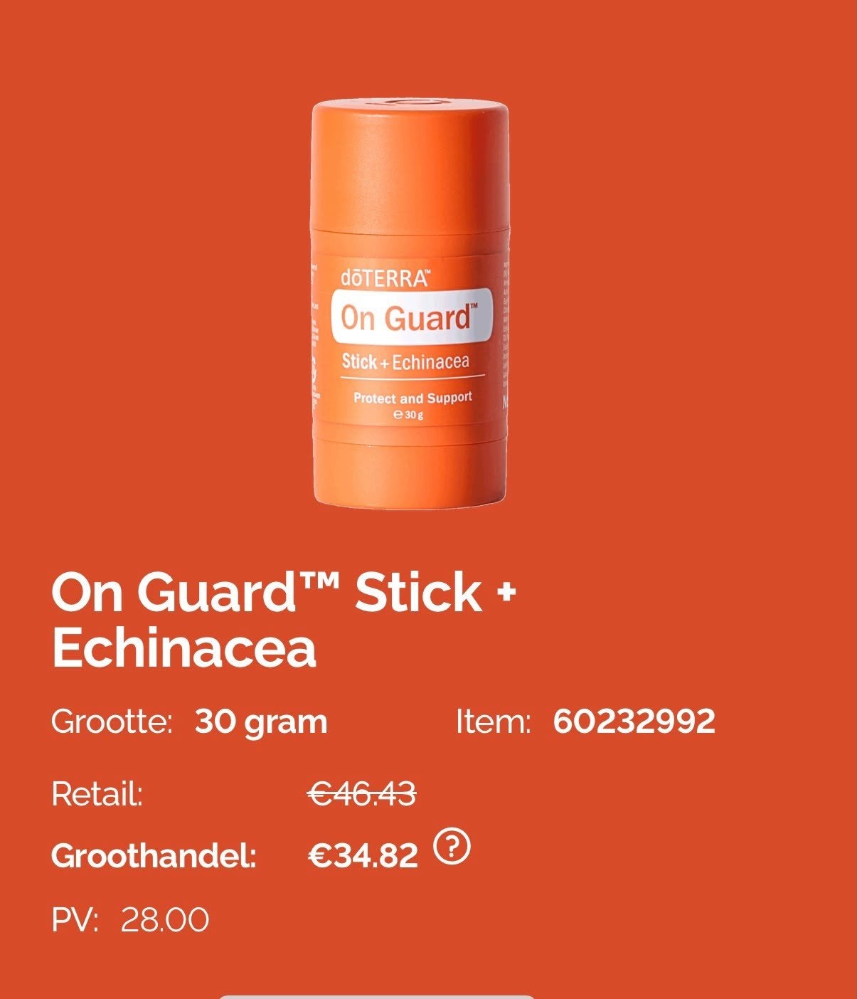 doterra On Guard stick + Echinacea olie, Ophalen of Verzenden, Nieuw, Aroma