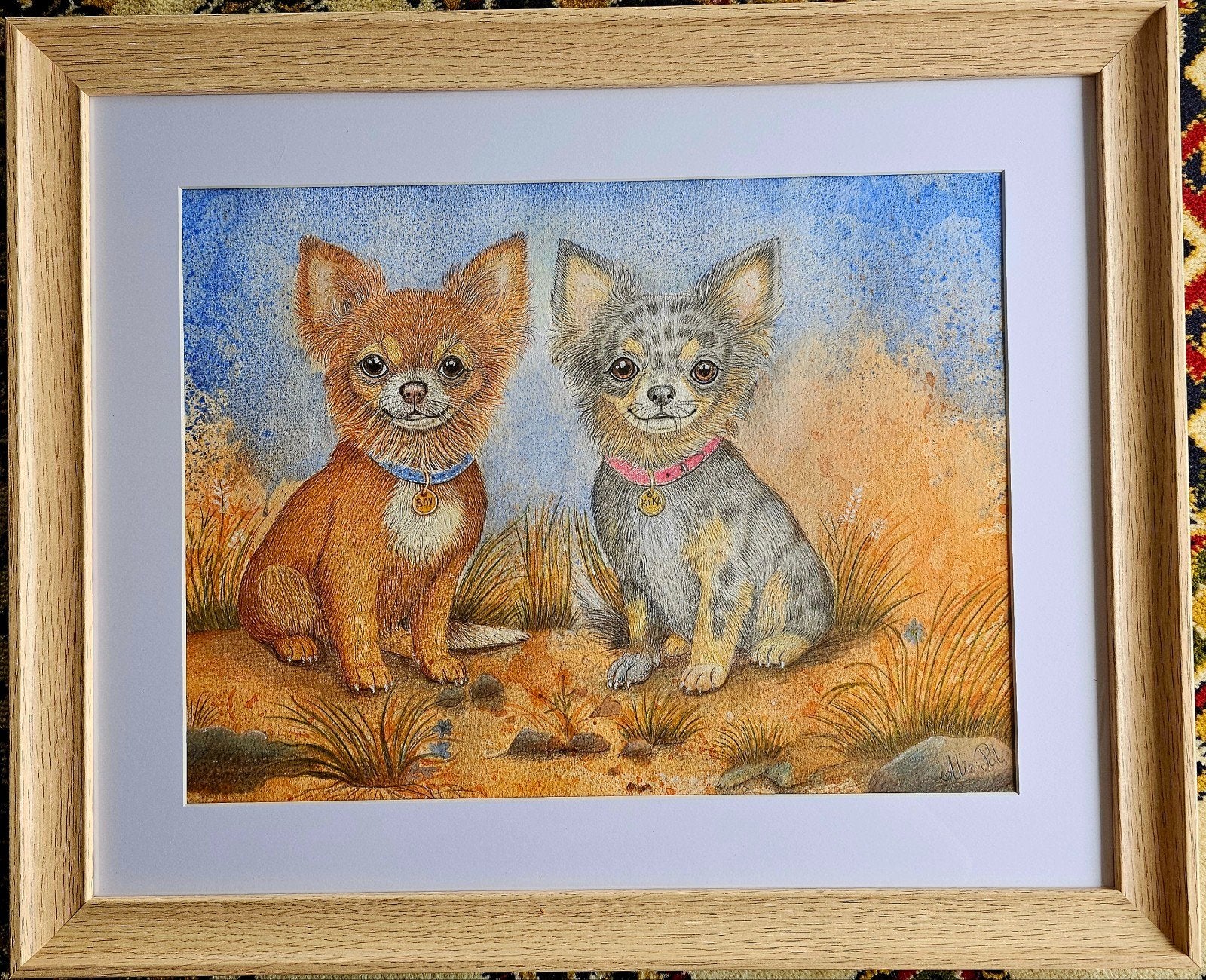 Twee schattige Chihuahua hondjes - Faber Castell Polychromos, Ophalen of Verzenden