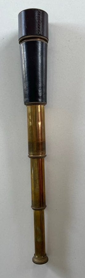 Antieke messing scheepstelescoop of verrekijker met koker, Ophalen of Verzenden