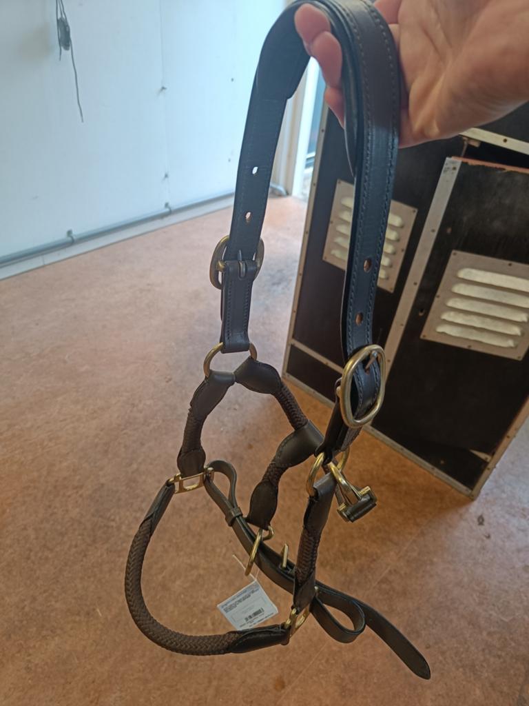 Pfiff halster bruin leer en stof maat pony, Dieren en Toebehoren, Ophalen of Verzenden, Nieuw, Overige soorten