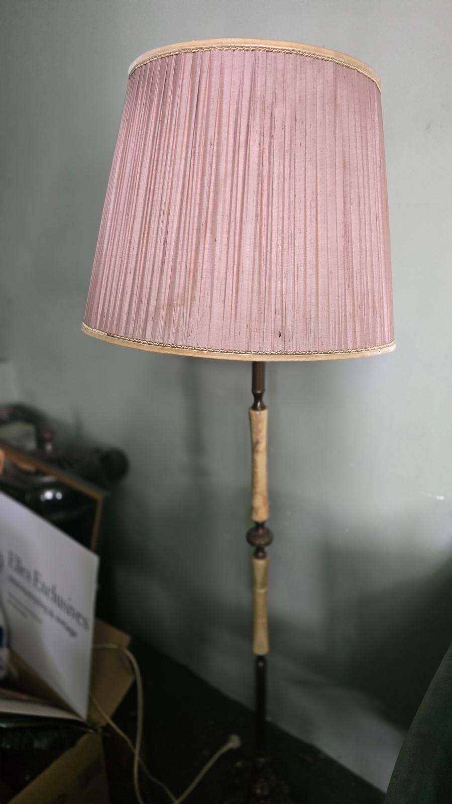 Vintage Vloerlamp met Roze Plissé Kap, Antiek en Kunst, Ophalen
