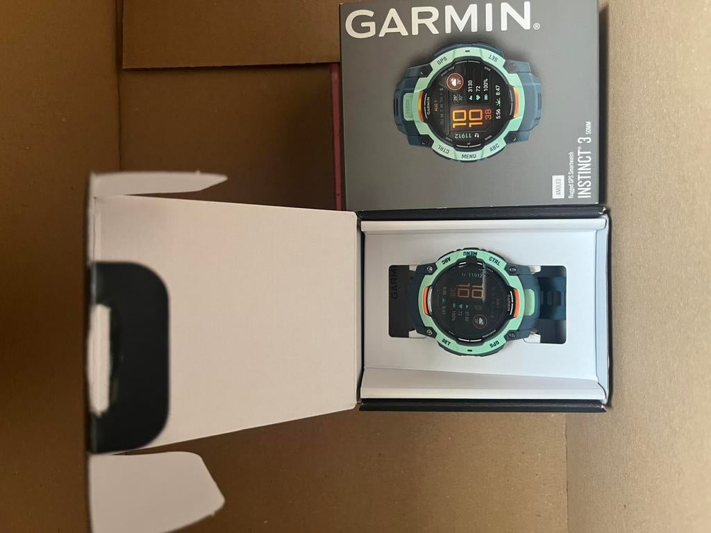 Garmin Instinct 3 50MM Amoled Nieuw Ongebruikt In Doos, Ophalen, Nieuw, Groen, Android
