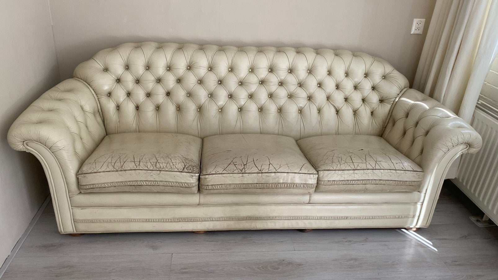 CHESTERFIELD Leder 3-zits Bankstel + Fauteuil, Ophalen, Gebruikt, Klassiek, Driepersoons