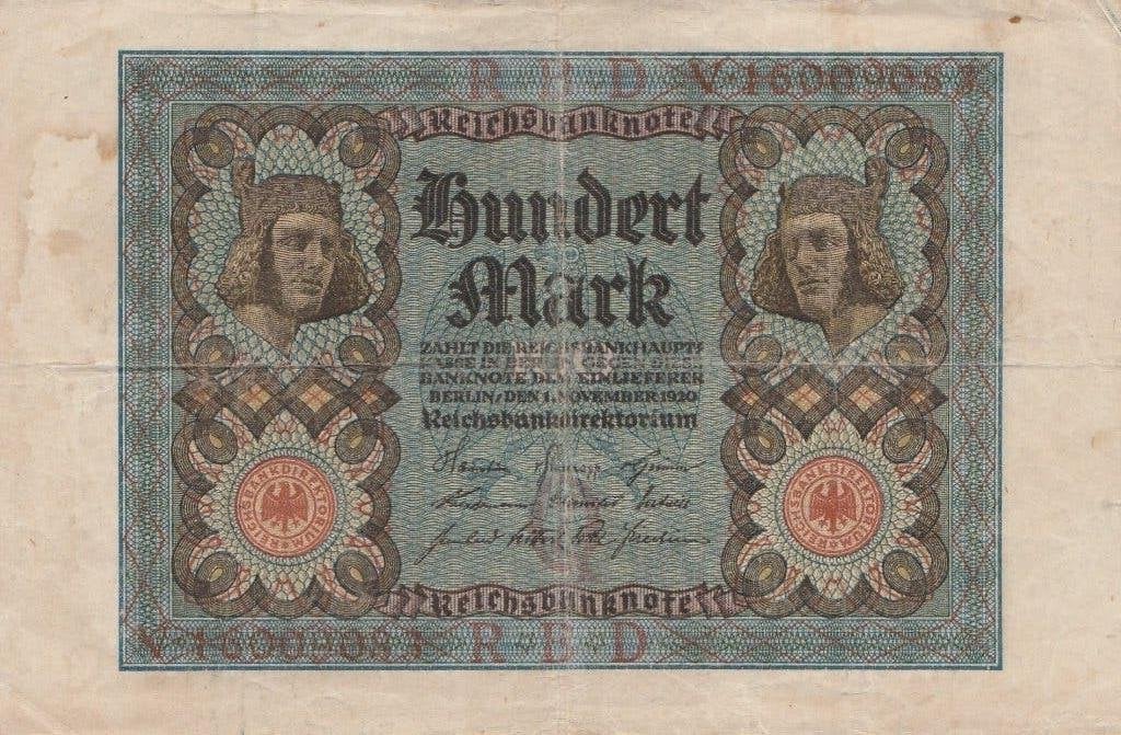 100 mark 1920 Duitsland, Postzegels en Munten, Bankbiljetten | Europa | Niet-Eurobiljetten, Ophalen of Verzenden, Duitsland, Los biljet