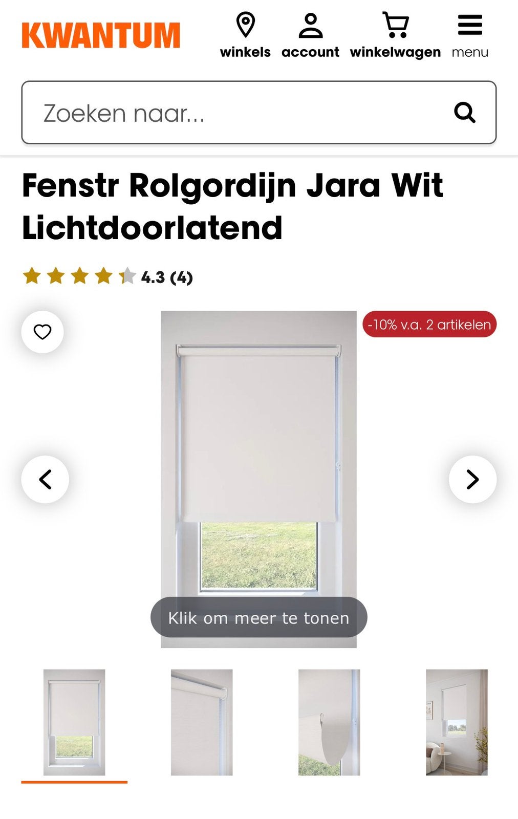Rolgordijn Jara wit / off white nieuw in doos 186 x 91, Ophalen, Zo goed als nieuw, Wit, Rolgordijn