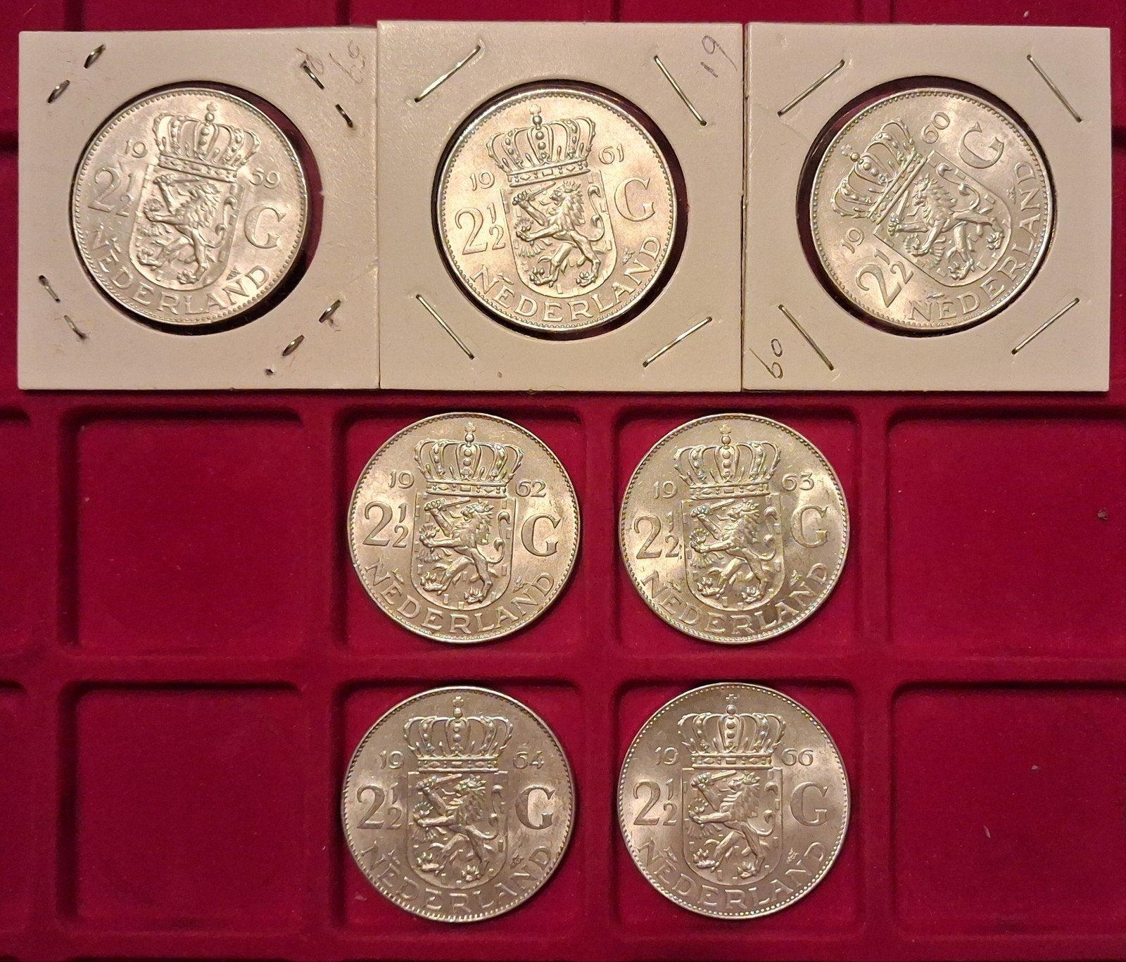 2.5 gulden zilver 7 stuks, Postzegels en Munten, Ophalen of Verzenden, Koningin Juliana, 2½ gulden, Zilver