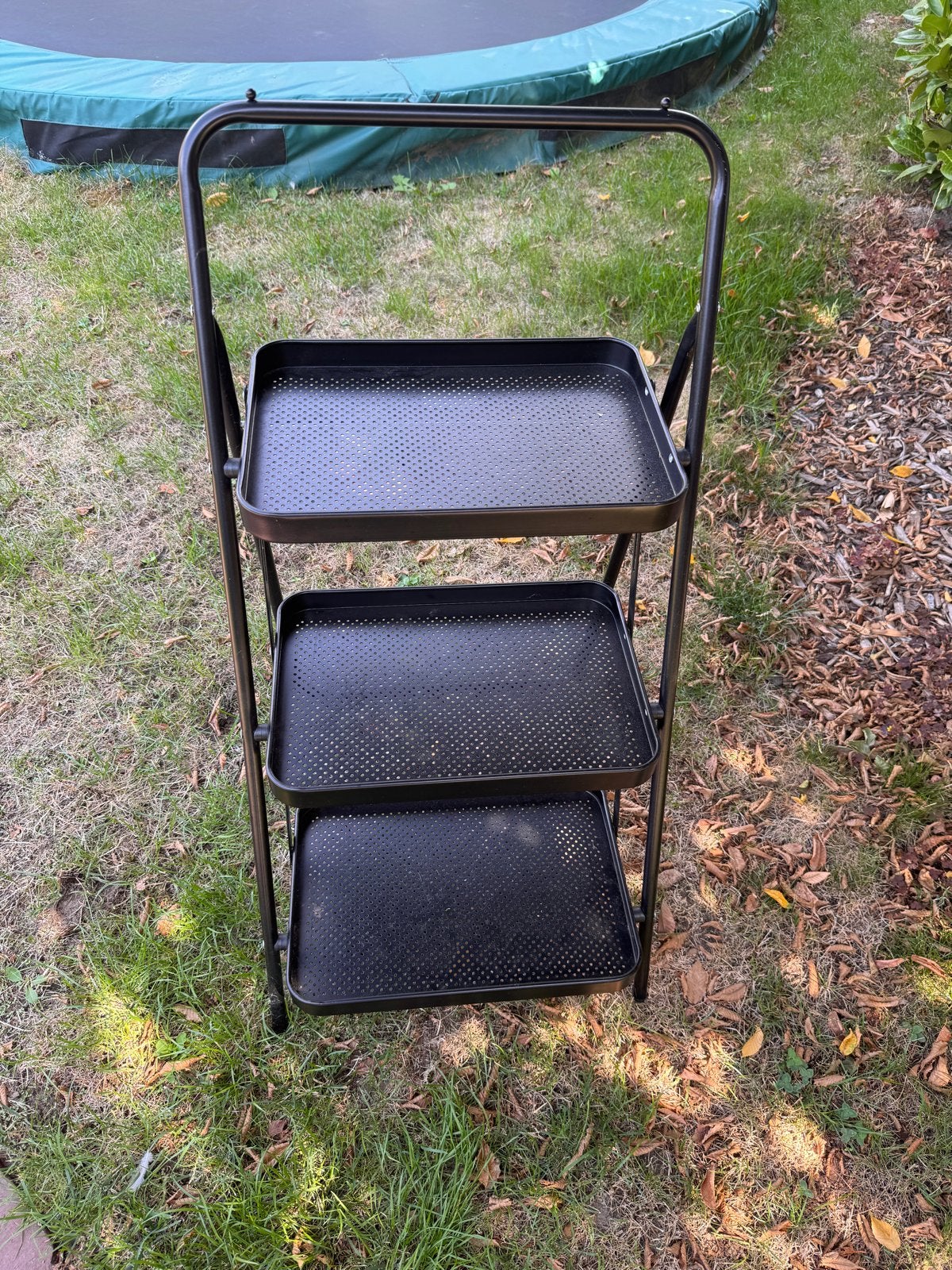 Metalen inklapbare etagère / plantentafel, zo goed als nieuw, Ophalen, Zo goed als nieuw, Zwart, Metaal