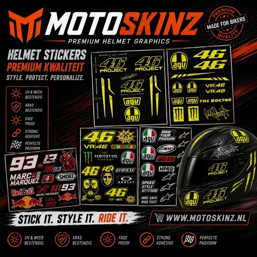 Helm sticker set AGU SHOEI HJC Monster Energy Rossi VR46, Verzenden