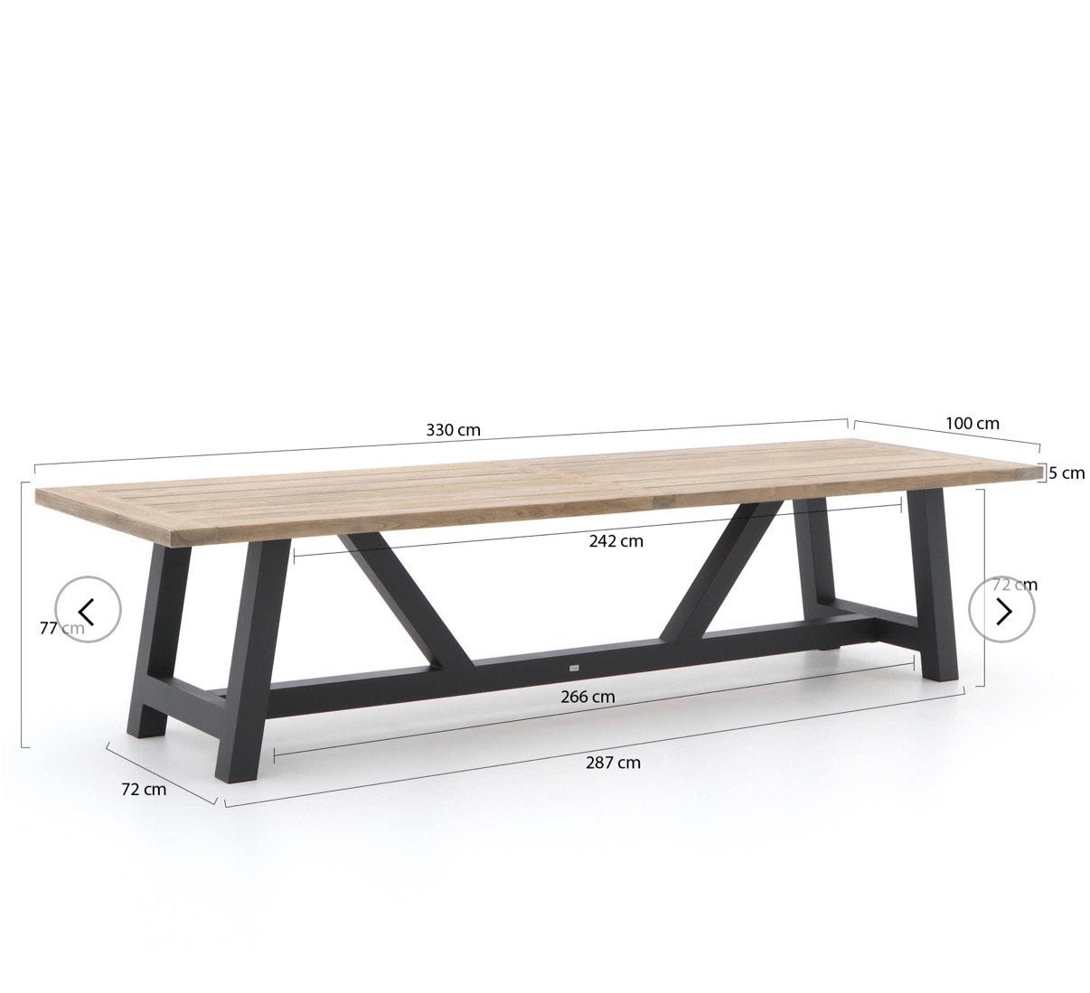 Bellagio tuintafel 330x100 cm  kees smit, Ophalen of Verzenden, Zo goed als nieuw, Rechthoekig, Aluminium