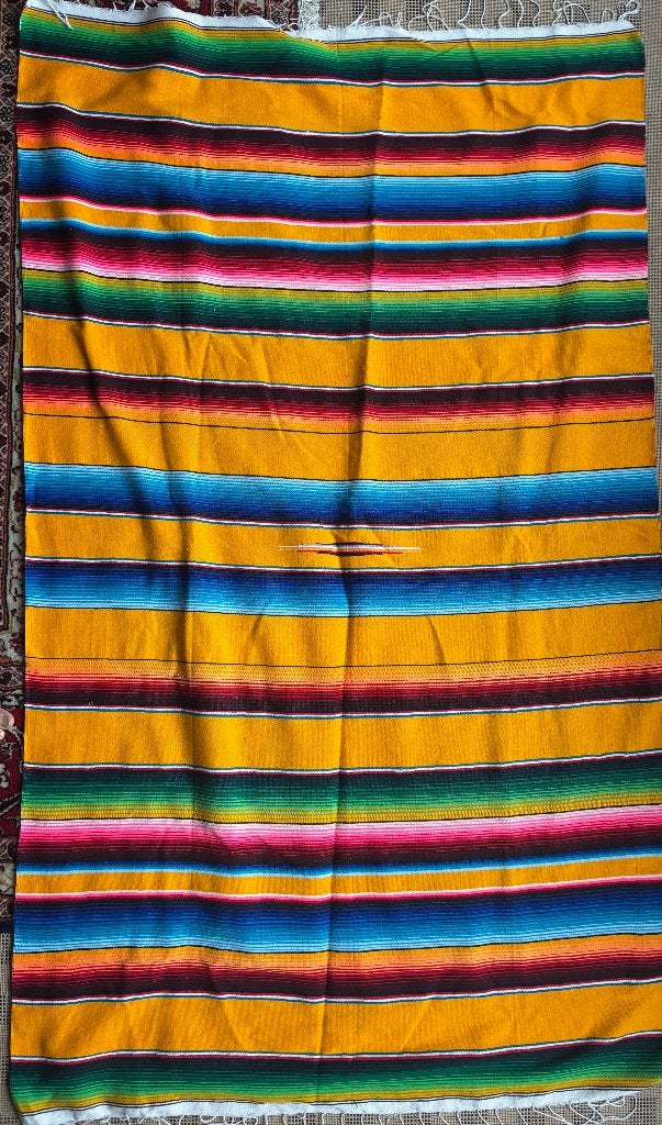 Handgeweven Mexicaanse picknick deken of tafel kleed, Wol, Meerkleurig, Ophalen of Verzenden, Zo goed als nieuw