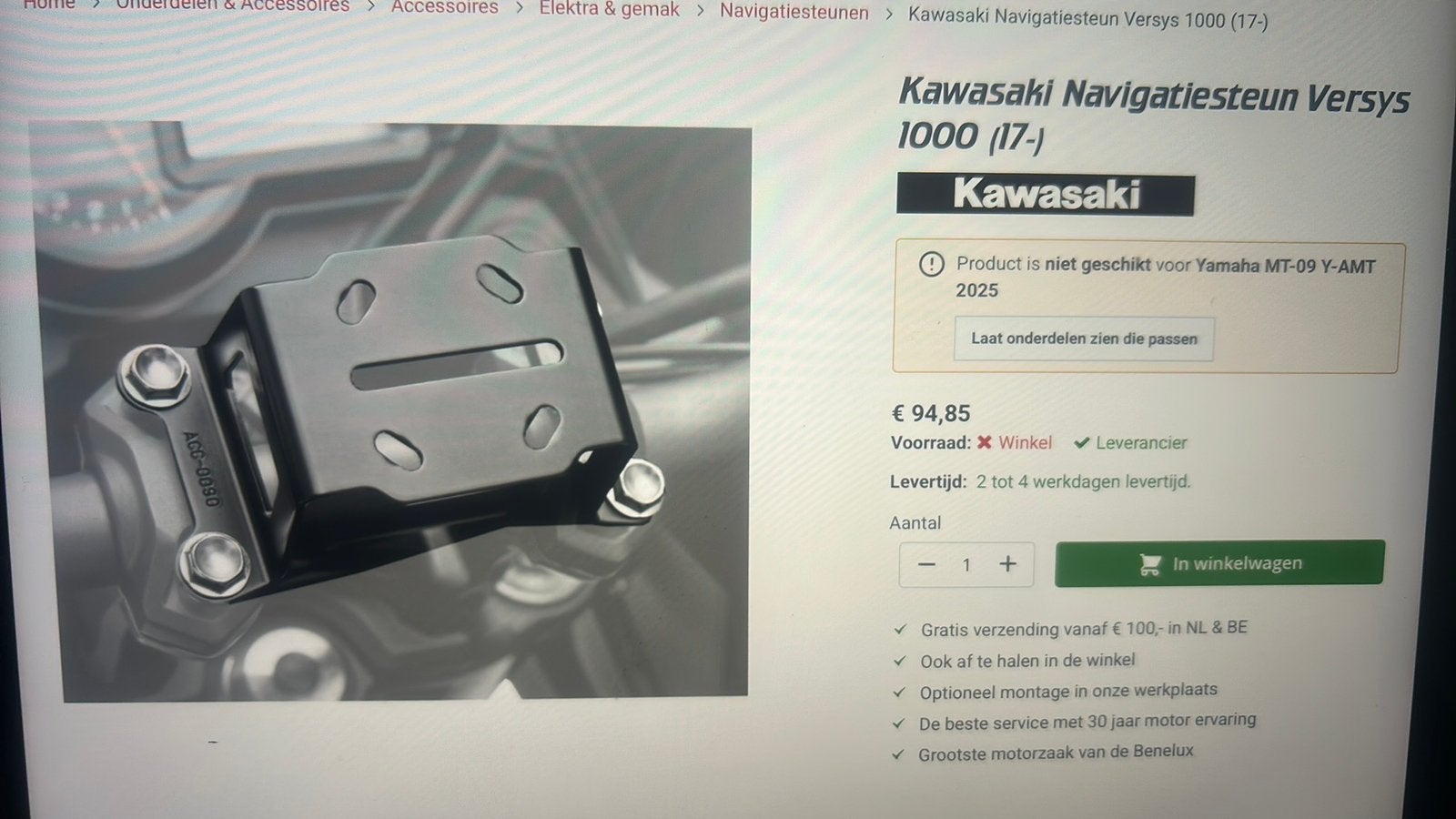 Kawasaki Versys 1000 navigatiesteun, Ophalen of Verzenden, Gebruikt