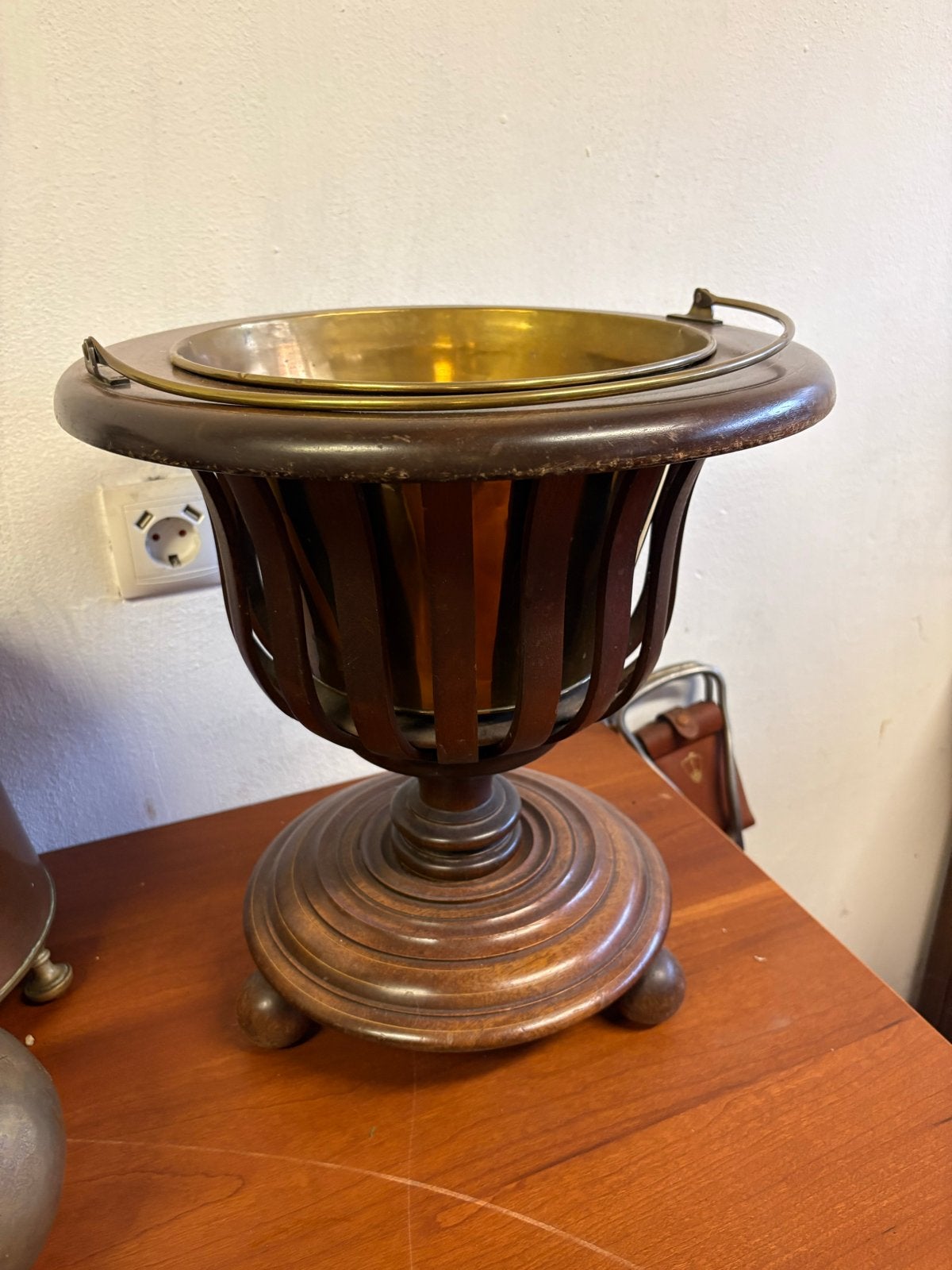 Klassieke champagne/wijn koeler met messing binnenbak, Antiek en Kunst, Ophalen of Verzenden
