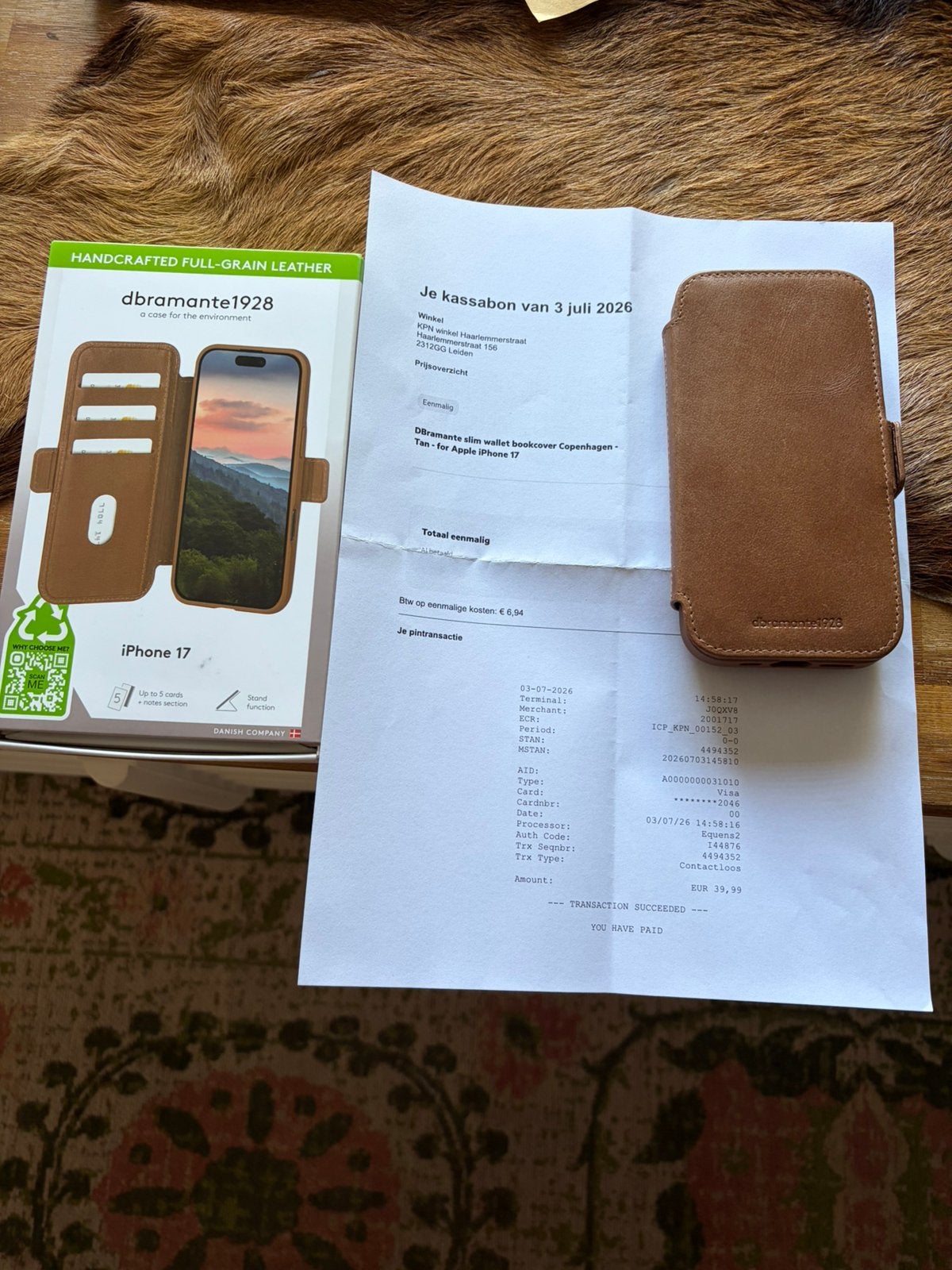Voor de iphone 17 splinternieuwe lederen bookcase, Ophalen, Zo goed als nieuw