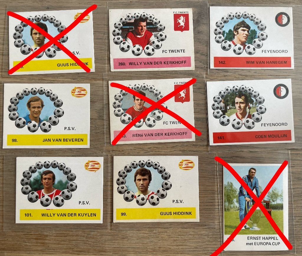 Nog 6 Voetbalplaatjes jaren '70 - PSV, Feyenoord, FC Twente, Ophalen of Verzenden, Gebruikt, Overige binnenlandse clubs, Poster, Plaatje of Sticker