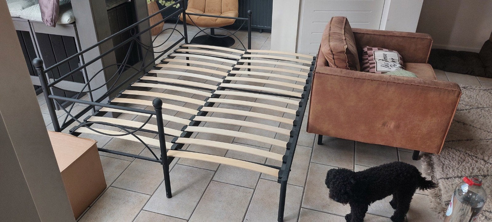 Uitschuifbaarbed tot 2 persoons, Ophalen, Eenpersoons, Hout, 90 cm