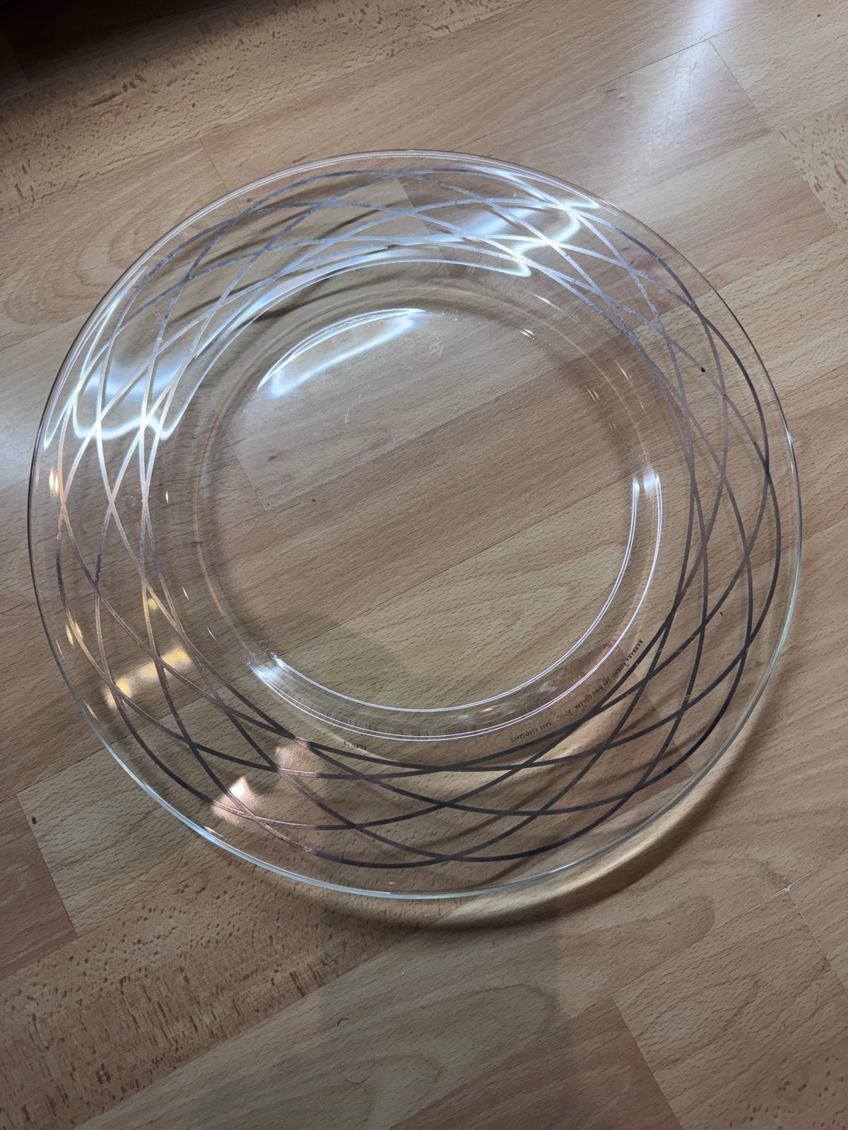 Glazen bord met zilveren decoratie - Barbara Forni, Gebruikt, Overige merken, Ophalen of Verzenden, Glas