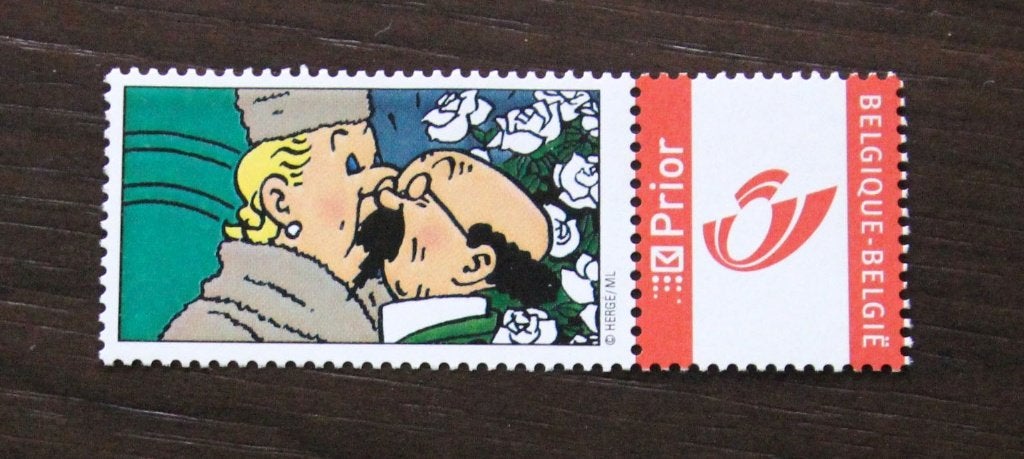 Belgie duostamp duo Kuifje Hergé Tintin MNH special Ed., Postzegels en Munten, Verzenden, Postfris
