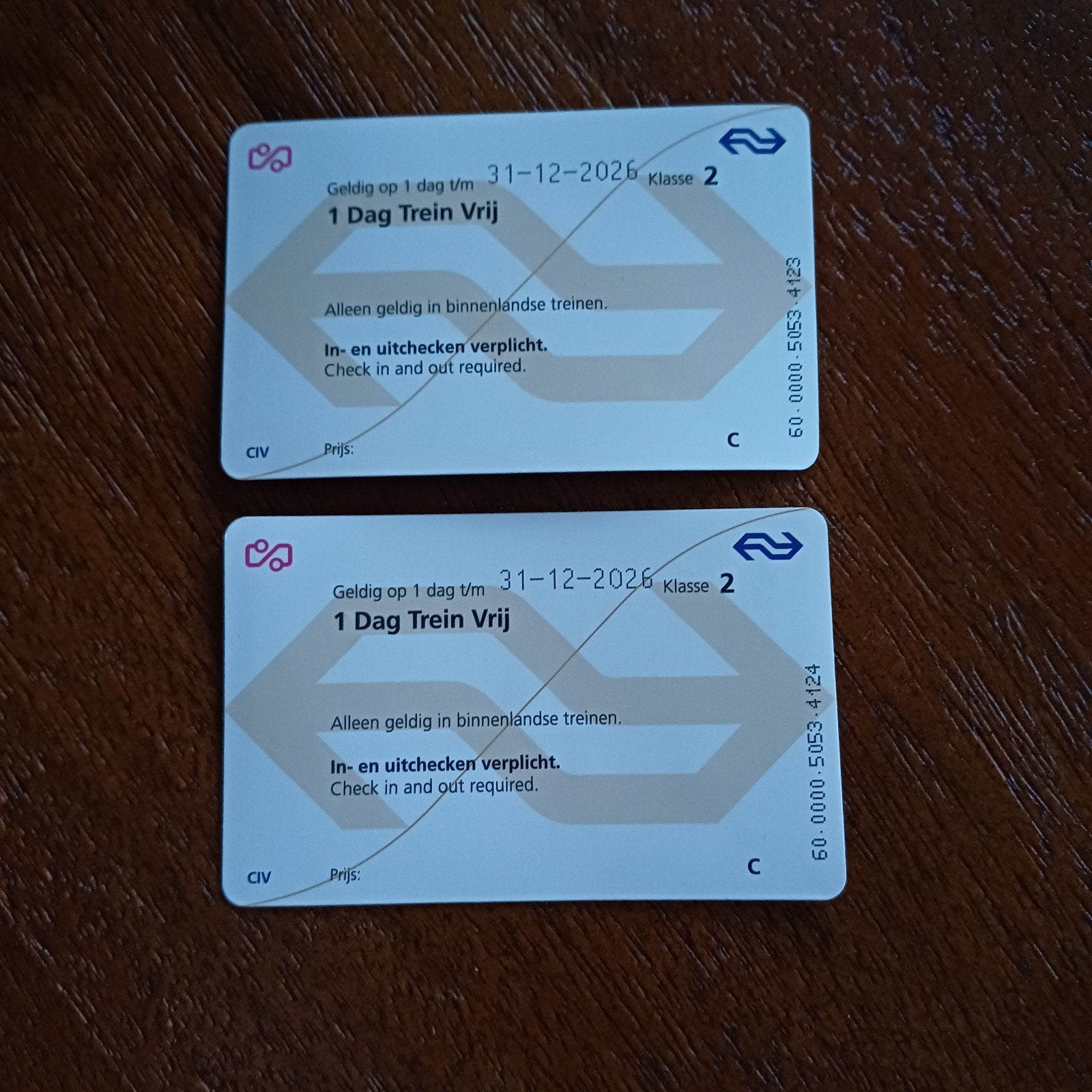 Dag vrij reizen treinkaartjes, Ophalen of Verzenden