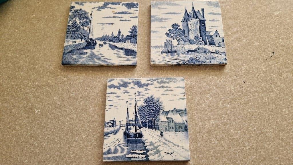 6 oude delfts blauwe tegeltjes, Ophalen of Verzenden