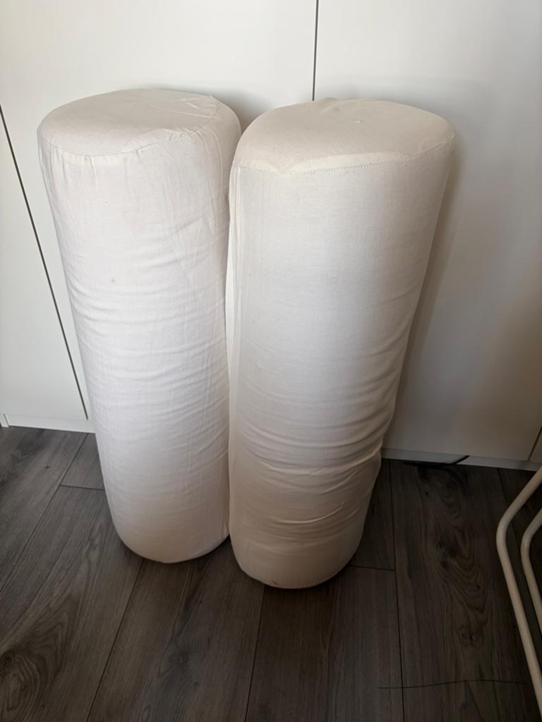 2x IKEA DUNVIK Cilindervormige Kussens - Wit, Ophalen, Gebruikt, Wit, Cilindervormig