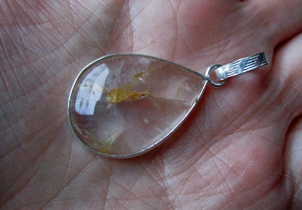 995/ mooie goud rutiel quartz hanger, Sieraden, Tassen en Uiterlijk, Nieuw, Ophalen of Verzenden, Steen of Mineraal, Met edelsteen