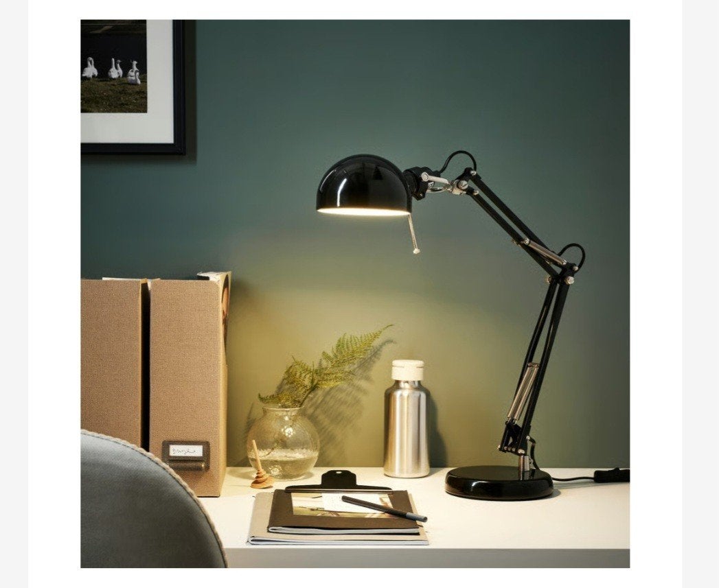 Tafellamp Ikea Forza, Huis en Inrichting, Lampen | Tafellampen, Zwart, Ophalen of Verzenden, Bureaulamp, IKEA