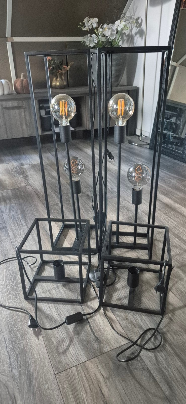 Set van 4 industriële lampen met, Huis en Inrichting, Ophalen, 100 tot 150 cm, E27 (groot), Zo goed als nieuw