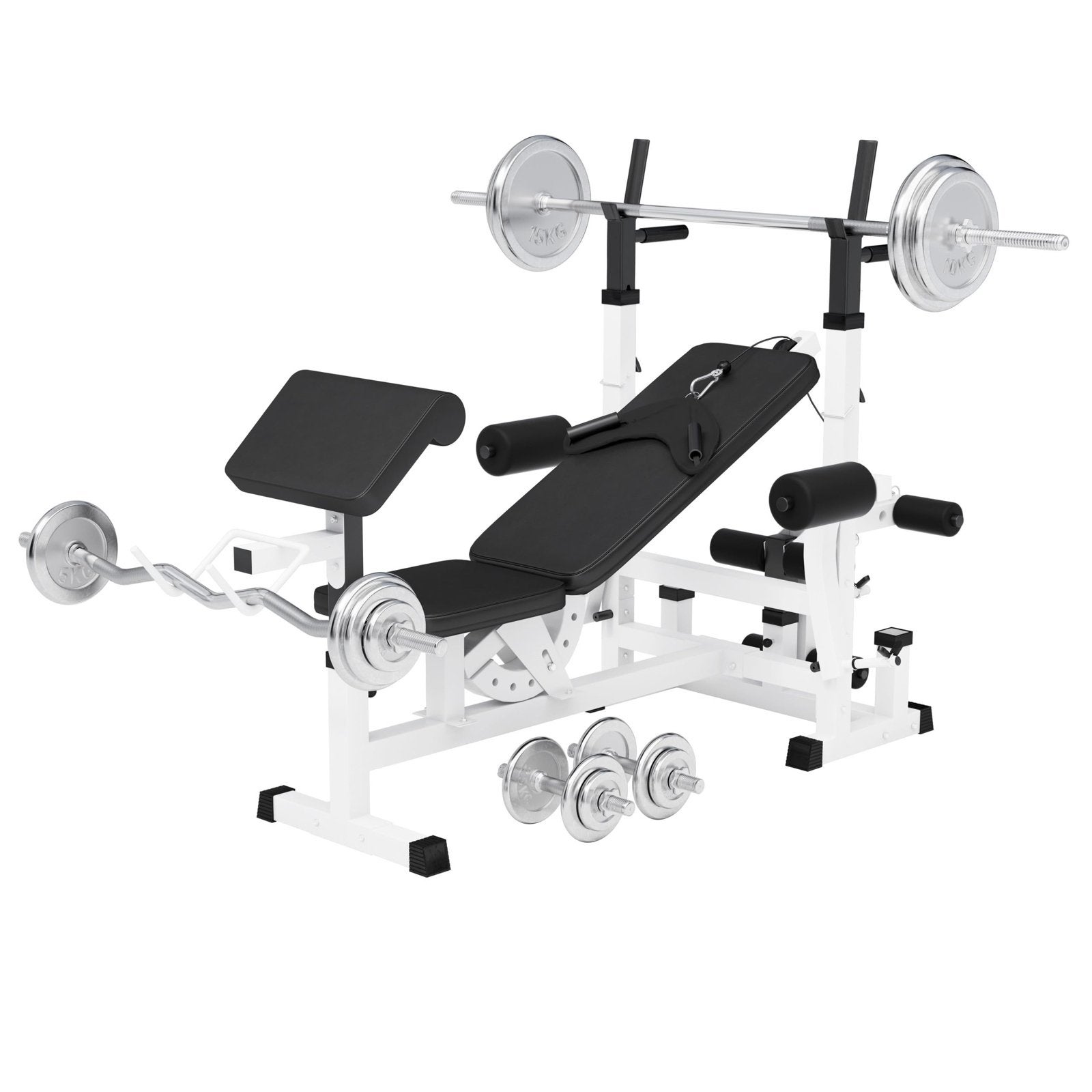 Gorilla Sports fitnessbank met halterset en extra's, Ophalen, Zo goed als nieuw, Armen, Fitnessbank