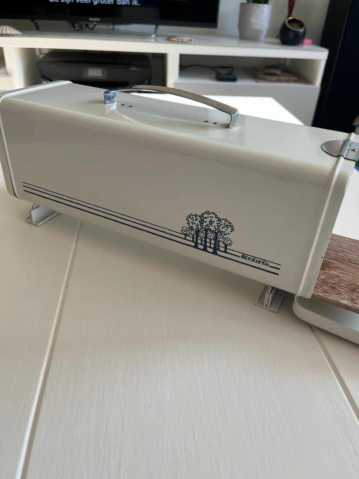 Vintage Brabantia Broodtrommel met Houten Snijplank, Ophalen, Gebruikt, Metaal, Brabantia
