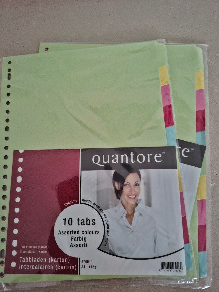 Quantore Tabbladen 10-delig assorti karton( evt. 2 stuks), Diversen, Schrijfwaren, Ophalen of Verzenden