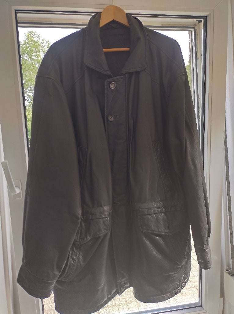 Leren jas (XL), Ophalen, Gedragen, Maat 56/58 (XL), Zwart