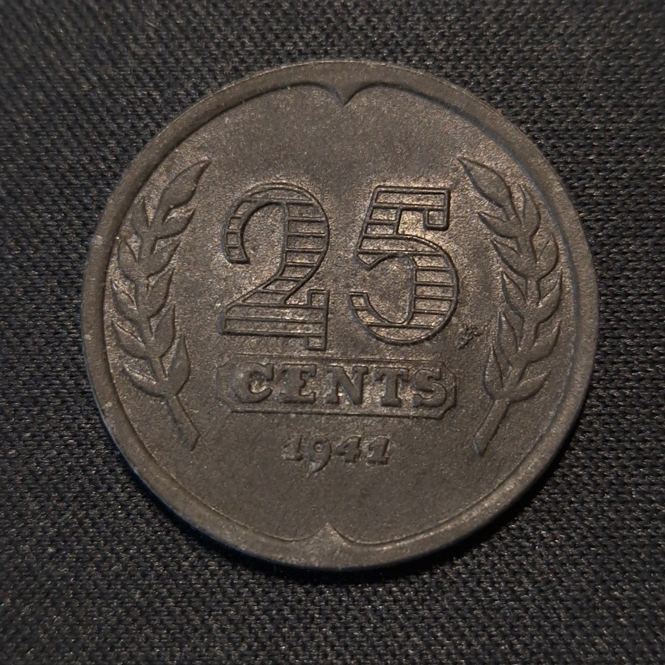 25 cent 1941 zink, Postzegels en Munten, Verzenden, Koningin Wilhelmina, 25 cent, Losse munt