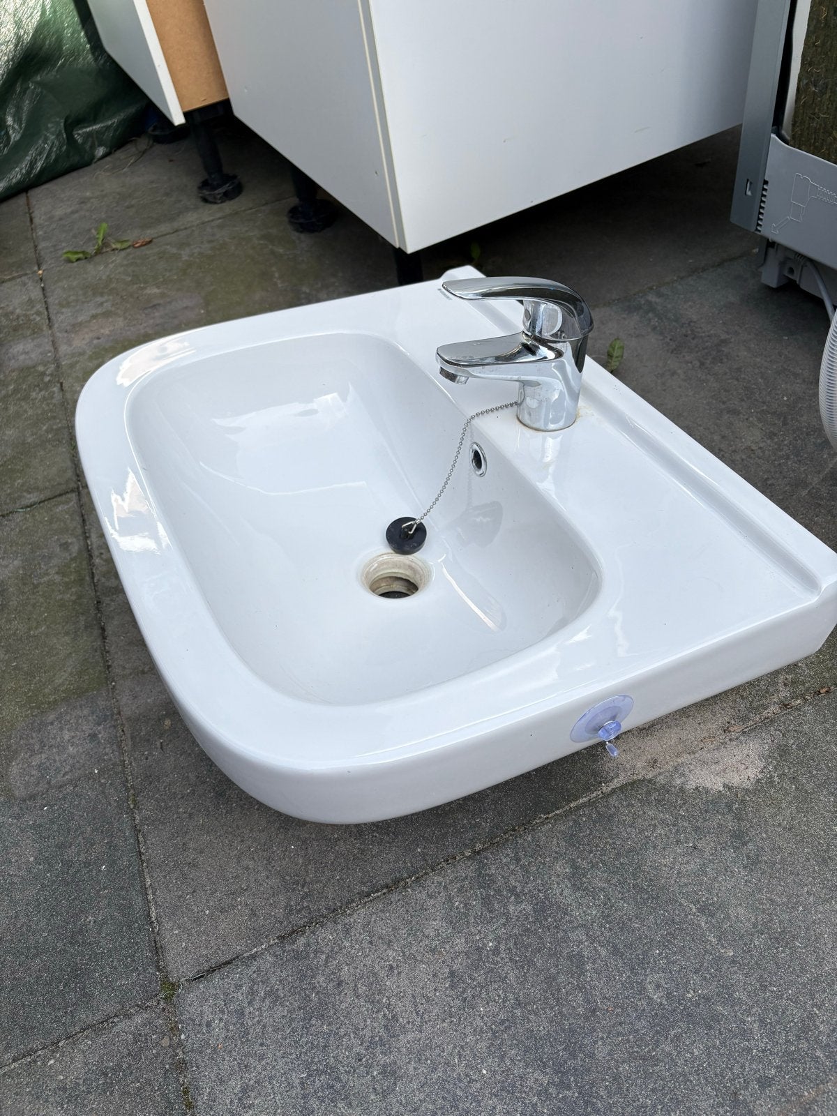 Geberit wastafel met Grohe kraan en sifon, Ophalen, Gebruikt, Chroom, Wastafel