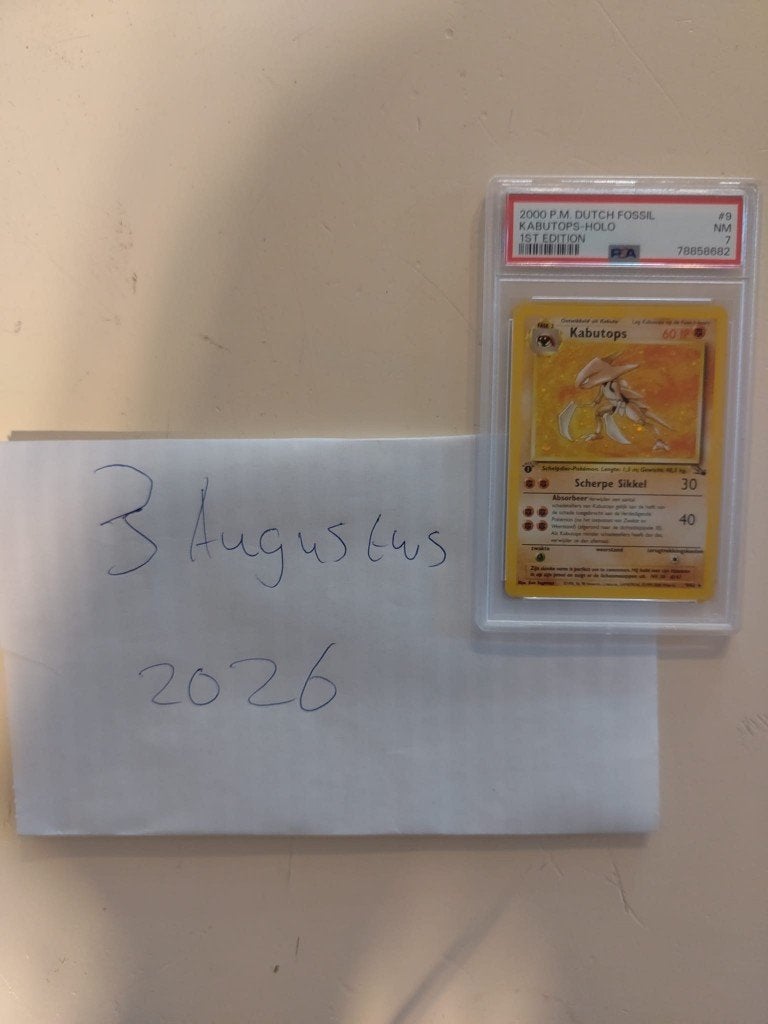 Kabutops [1st Edition] Dutch #9 Pokemon kaart Fossil PSA 7, Hobby en Vrije tijd, Verzamelkaartspellen | Pokémon, Ophalen of Verzenden