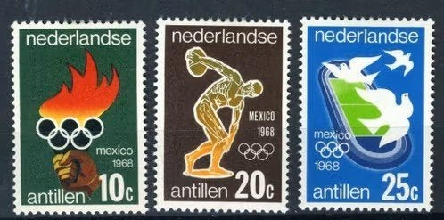 Nederlandse Antillen 1968 -nvph 393-395 - Olympische Spelen, Ophalen of Verzenden, Postfris