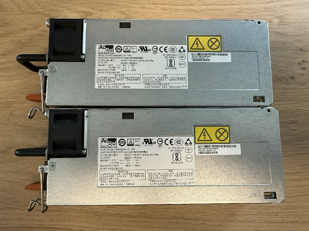 AcBel 1100W Server Voeding Dell EMC 071-000-611-01 / SGA005, Computers en Software, Ophalen of Verzenden, Gebruikt, Hot swappable onderdelen