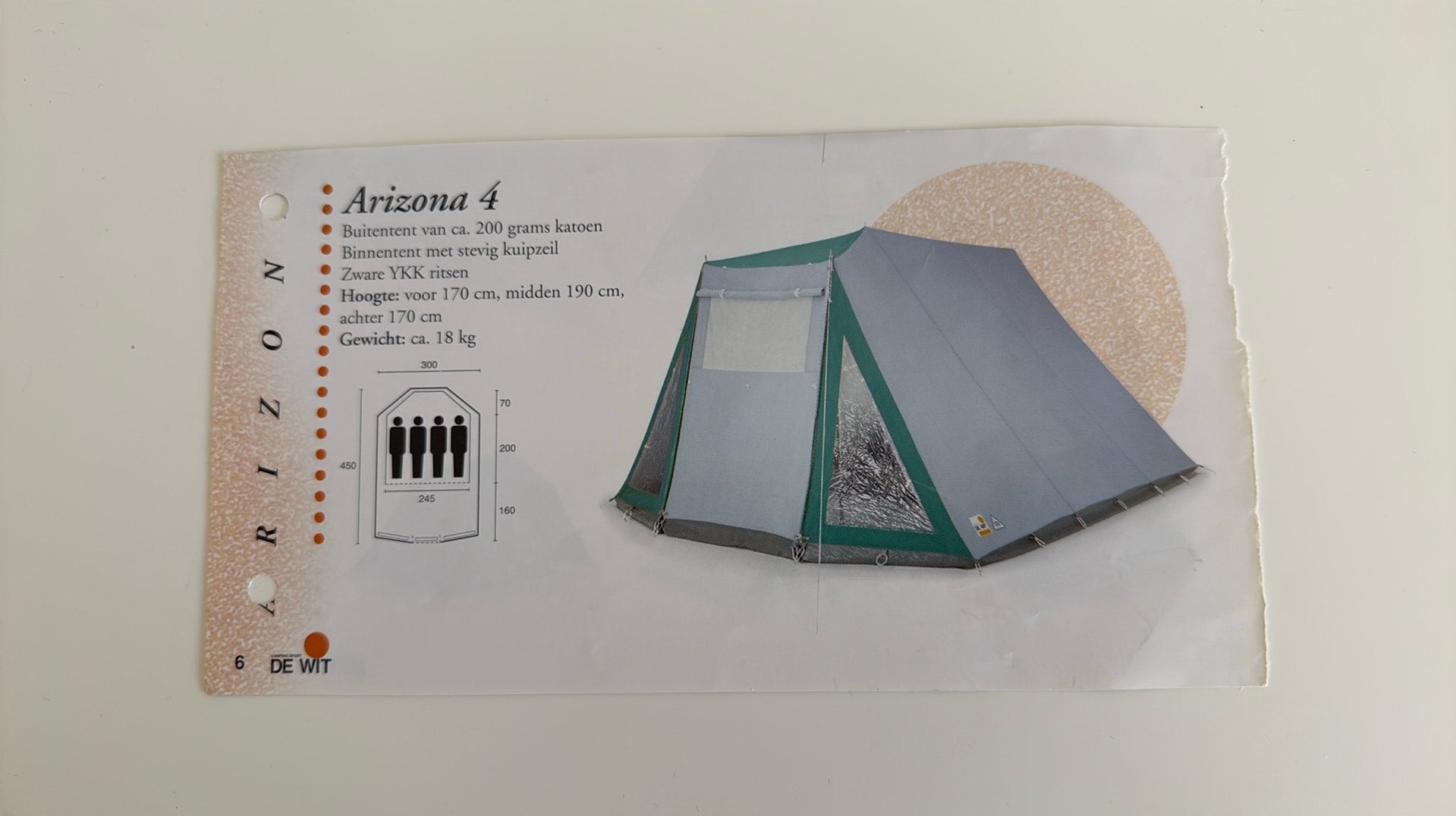 Tent Arizona 4 De Wit, Caravans en Kamperen, Tenten, Ophalen, Zo goed als nieuw, Tot en met 4