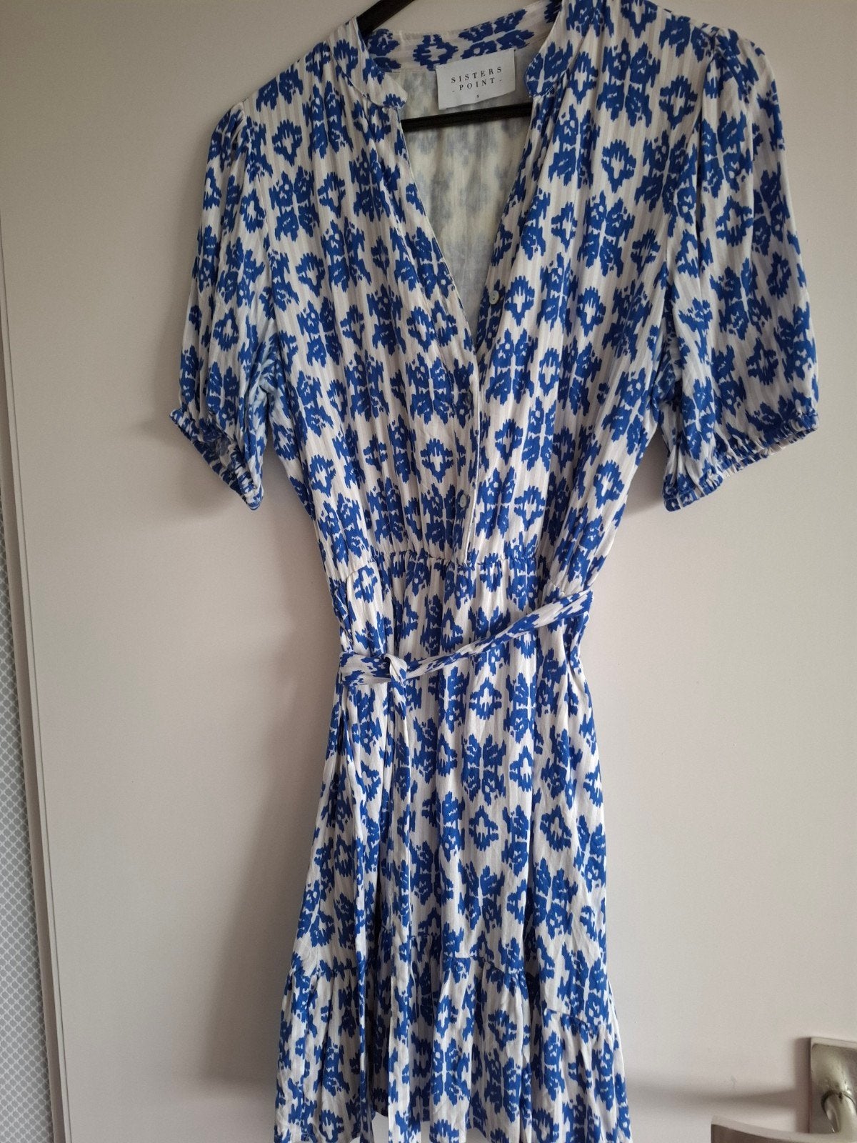 Blauw/wit jurkje mt s, Ophalen of Verzenden, Zo goed als nieuw, Maat 38/40 (M), Blauw