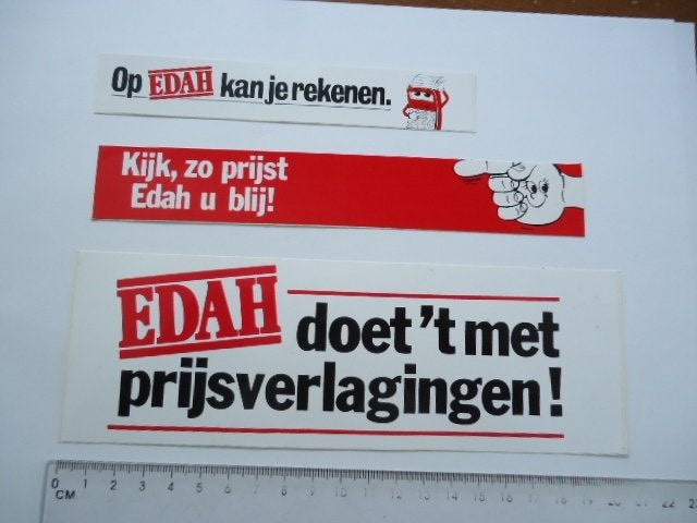 sticker oud Edah supermarkt winkel retro vintage groot 3x, Verzamelen, Stickers, Verzenden, Zo goed als nieuw, Bedrijf of Vereniging