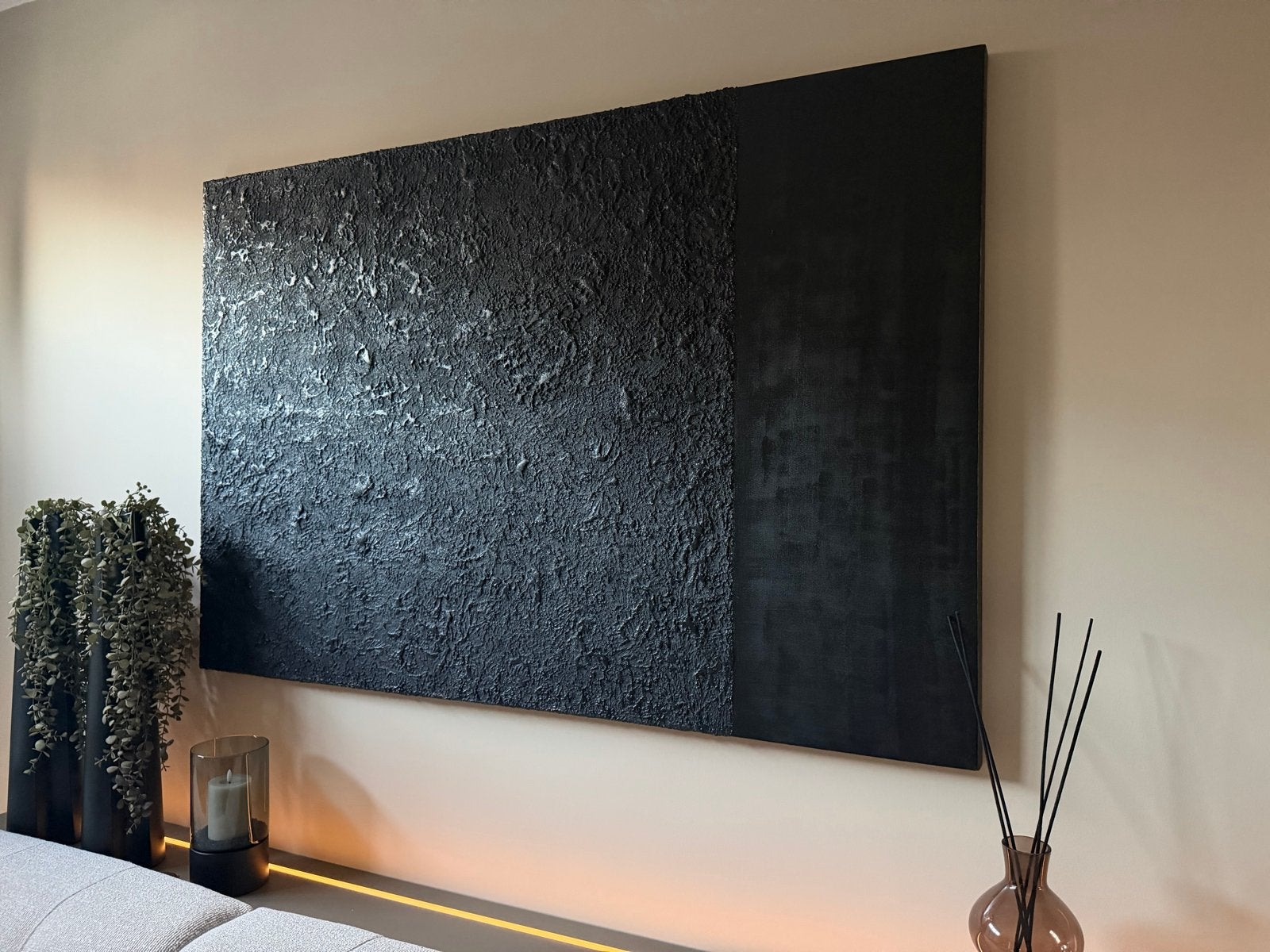 Prachtig! Abstracte kunst - groot zwart textuur schilderij, Ophalen