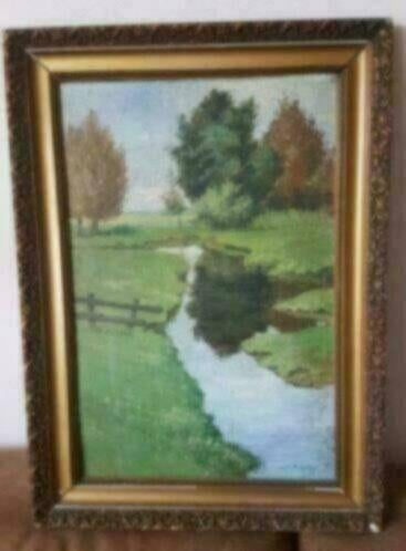Olieverf hout Dirk Ooijevaar hollands landschap 1936 Hoorn, Ophalen