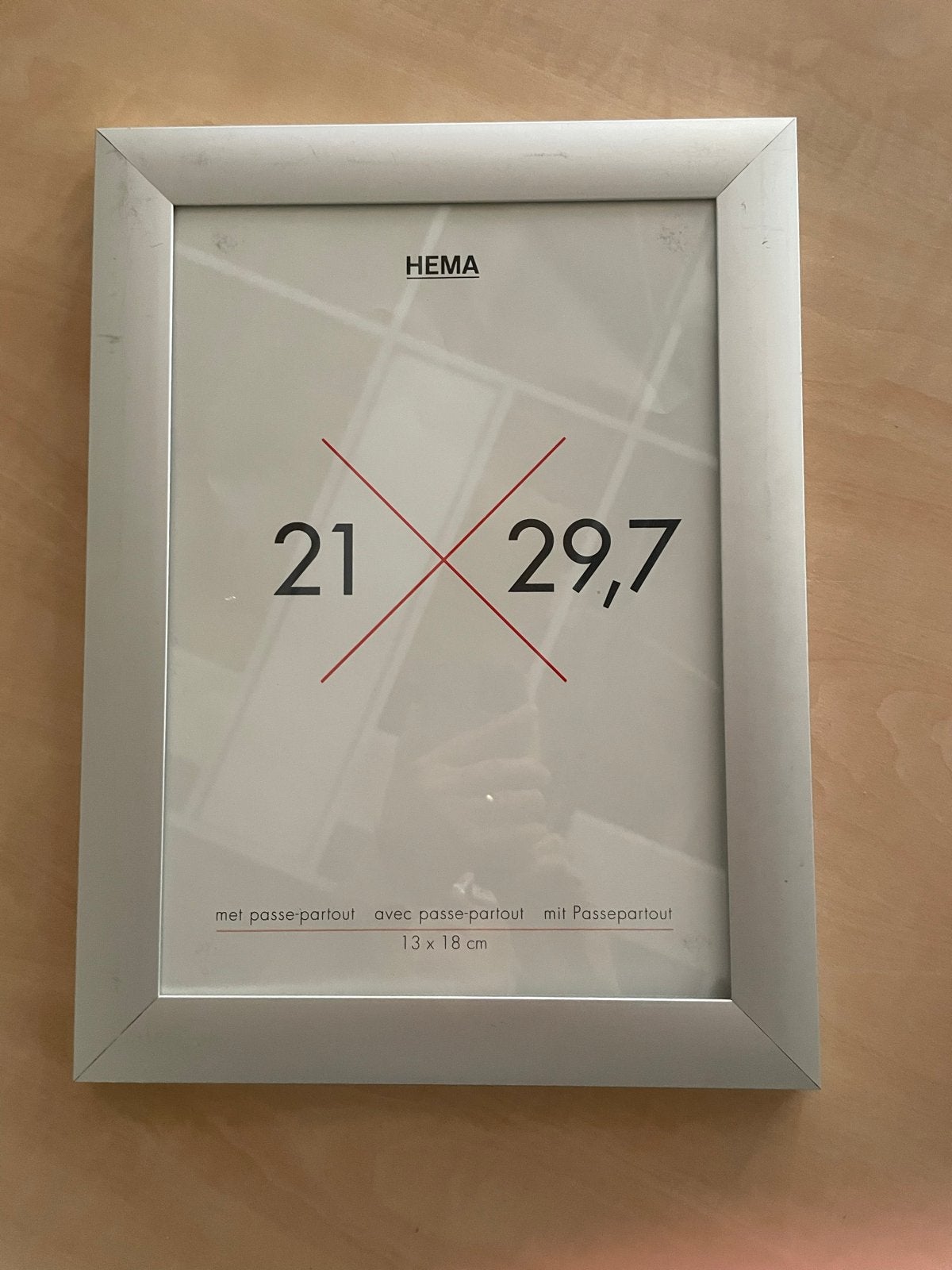 Hema fotolijst zilverkleurig 21x29,7 cm, Gebruikt, Ophalen of Verzenden, Fotolijst, Metaal