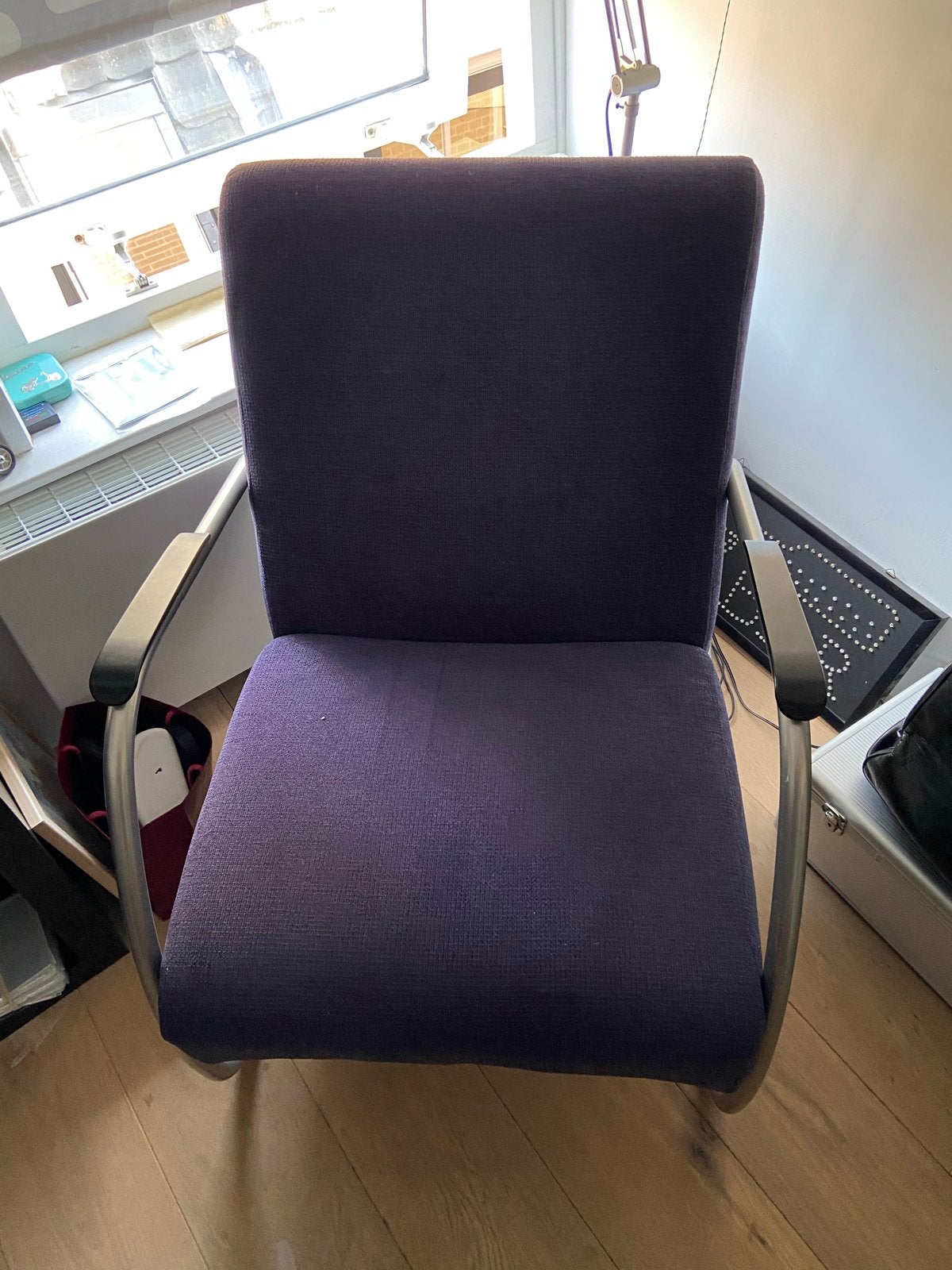 Gispen look alike Fauteuil blauw/paars., Ophalen, Gebruikt, 75 tot 100 cm, 75 tot 100 cm