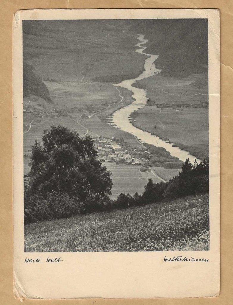 Oude Ansichtkaart Oostenrijkse Alpen met Rivier, Ophalen of Verzenden, Voor 1920, Gelopen, Duitsland