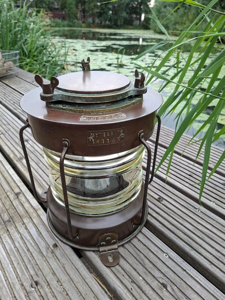 Antieke koperen scheepslamp Meteorite, Ophalen of Verzenden