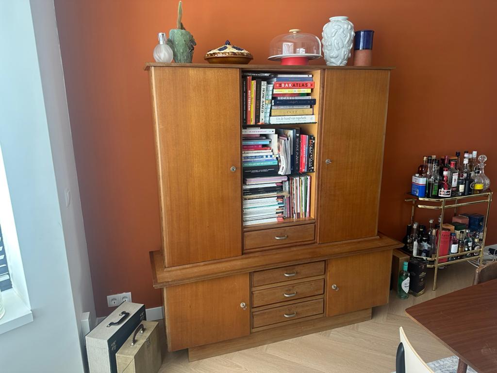 Vintage houten boekenkast/dressoir met opbergruimte, Ophalen
